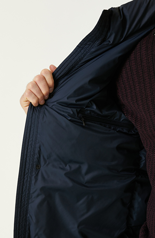 Lacivert Kapüşonlu  Puffer Casual Kaban