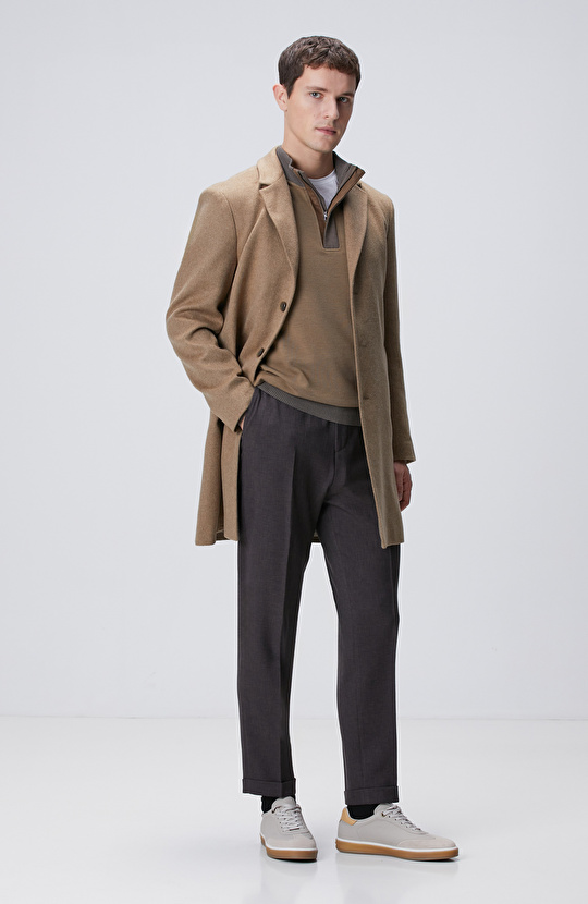 Vizon Yün Karışımlı Palto