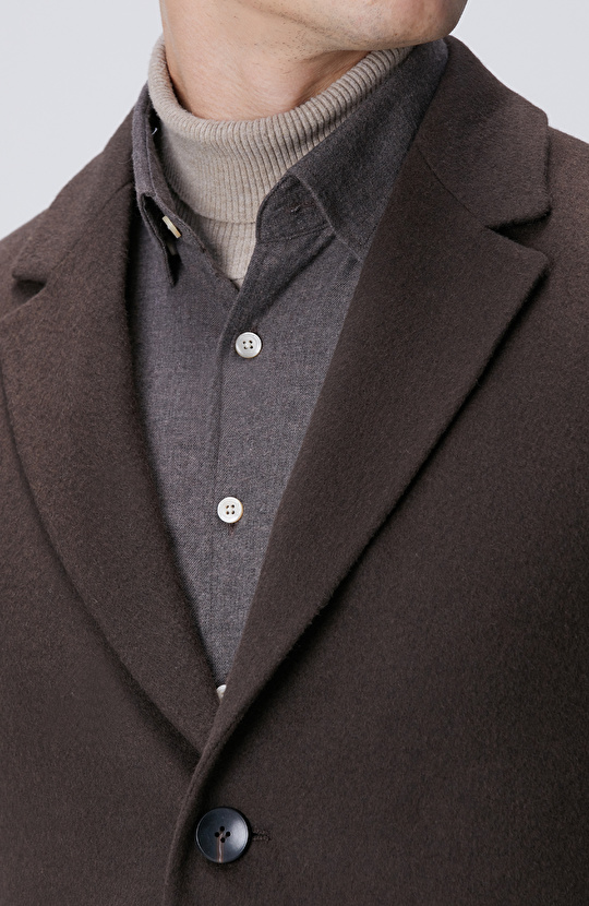 Acı Kahve Yün Karışımlı Palto