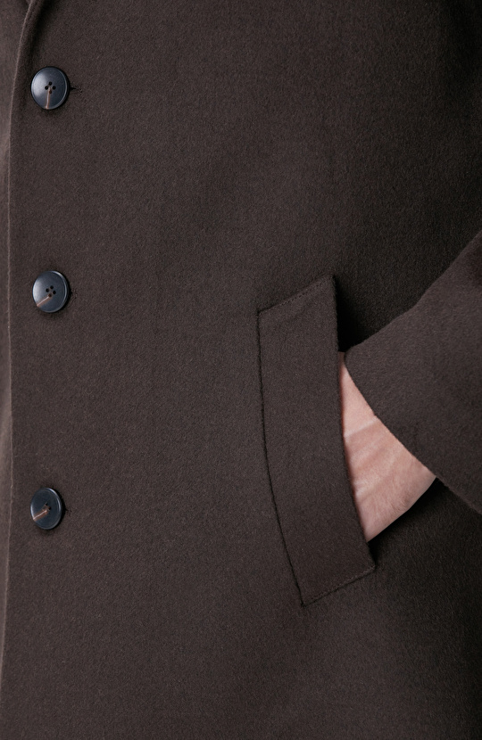 Acı Kahve Yün Karışımlı Palto