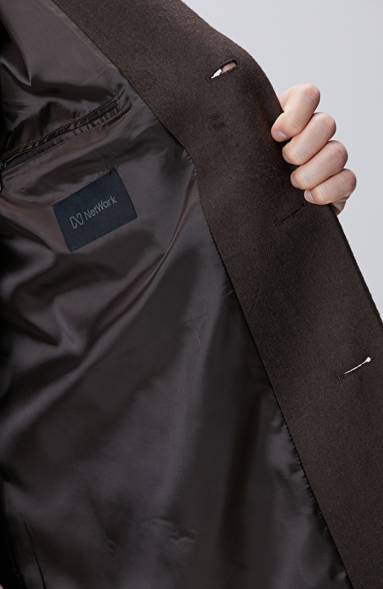 Acı Kahve Yün Karışımlı Palto