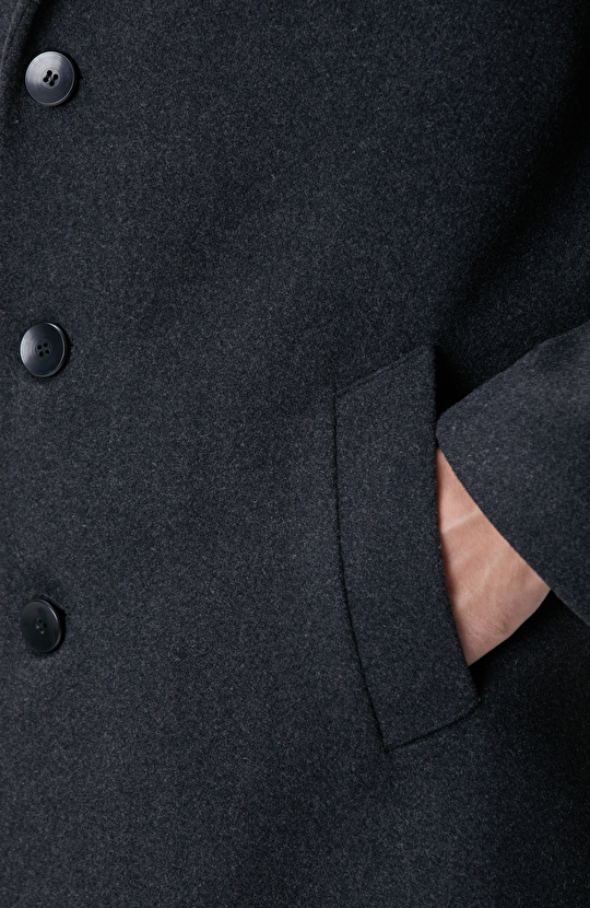 Antrasit Yün Karışımlı Palto