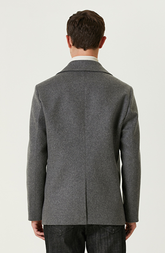 Antrasit Yün Karışımlı Gemici Kaban