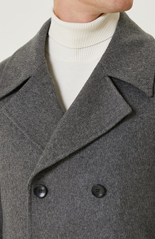 Antrasit Yün Karışımlı Gemici Kaban