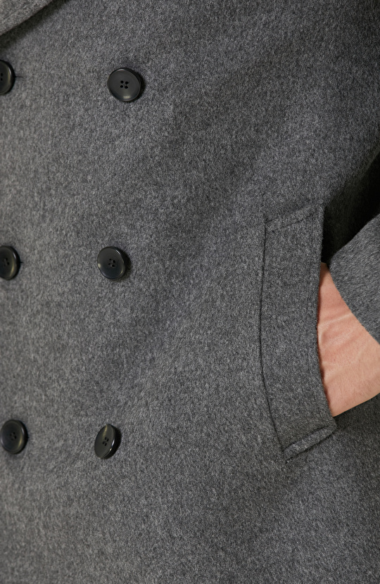 Antrasit Yün Karışımlı Gemici Kaban