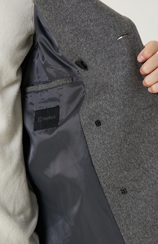 Antrasit Yün Karışımlı Gemici Kaban