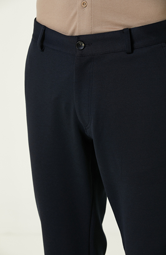 Lacivert Diyagonal Örme Pantolon