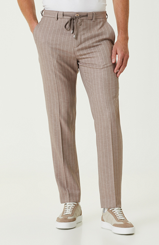 Bej Diyagonal Jogger Pantolon