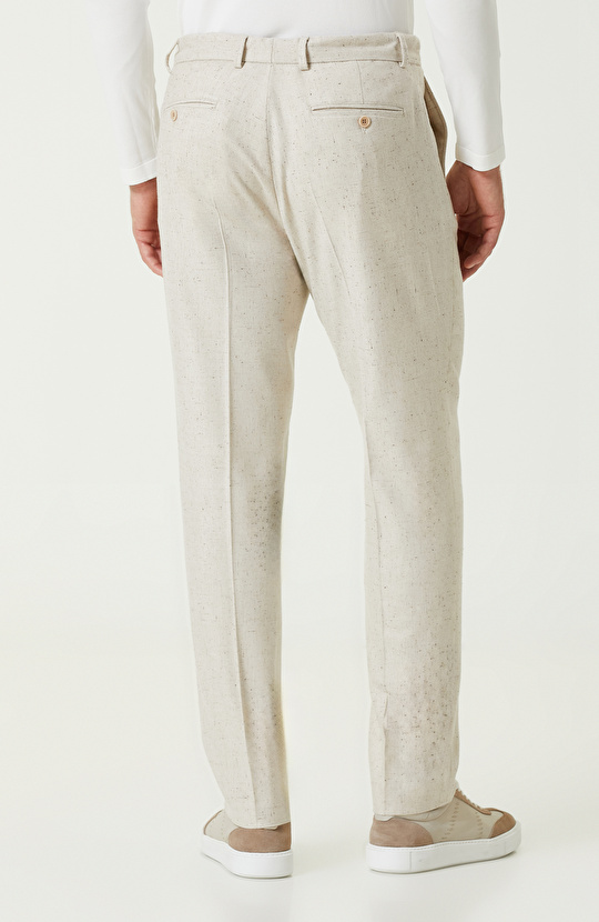 Bej Yün Karışımlı Jogger Pantolon