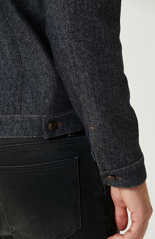 Lacivert Yün Karışımlı Diyagonal Mont