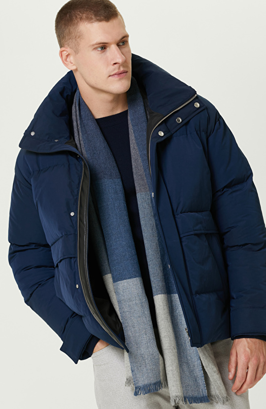 Lacivert  Su İtici Puffer Mont