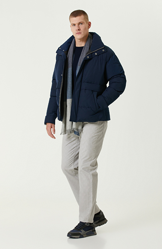 Lacivert  Su İtici Puffer Mont