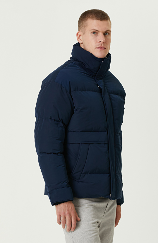 Lacivert  Su İtici Puffer Mont