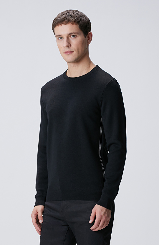 Siyah Yün Karışımlı Kazak