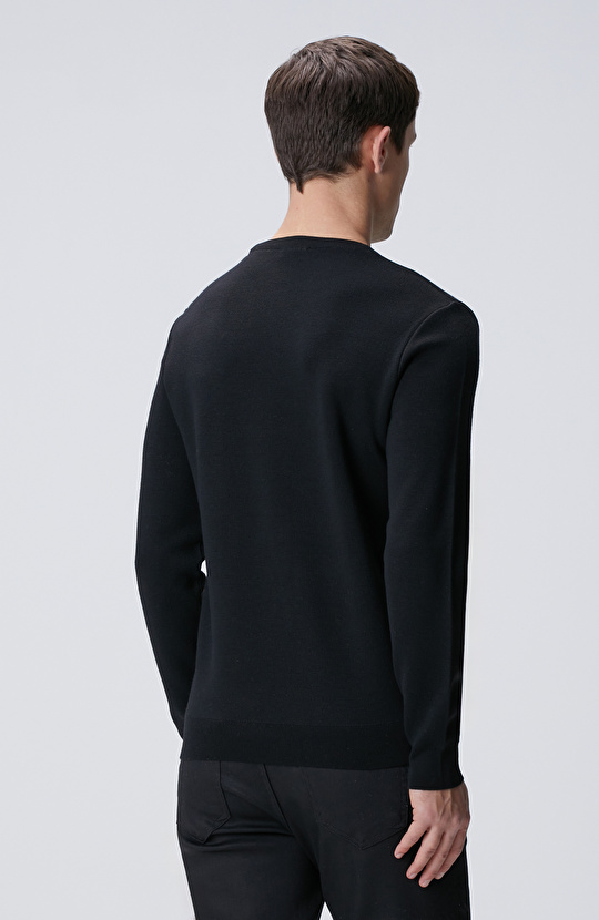 Siyah Yün Karışımlı Kazak