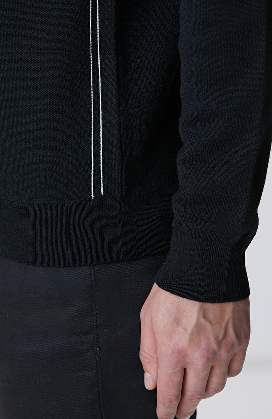 Siyah Yün Karışımlı Kazak