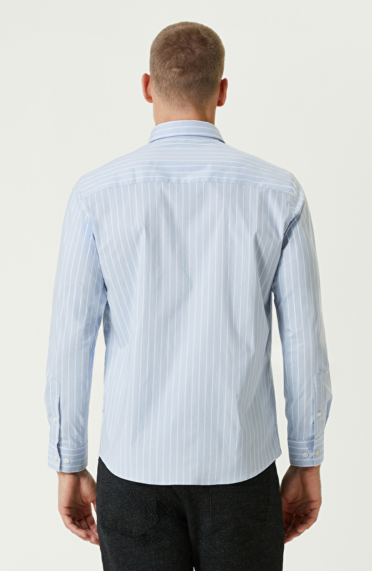 Mavi Comfort Fit Çizgili Gömlek