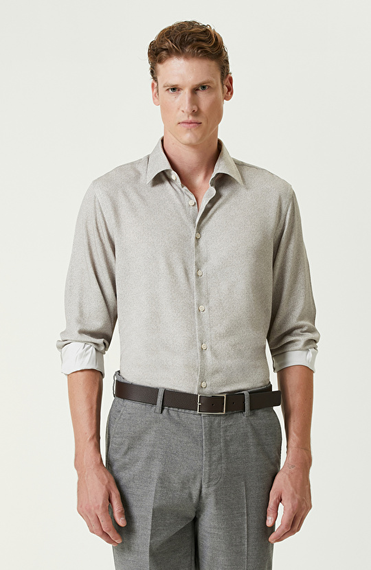 Bej Comfort Fit Gömlek