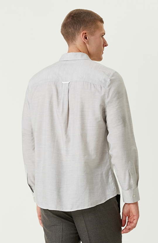 Gri Melanj Comfort Fit Cepli Gömlek