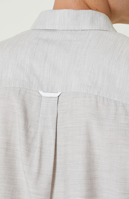 Gri Melanj Comfort Fit Cepli Gömlek