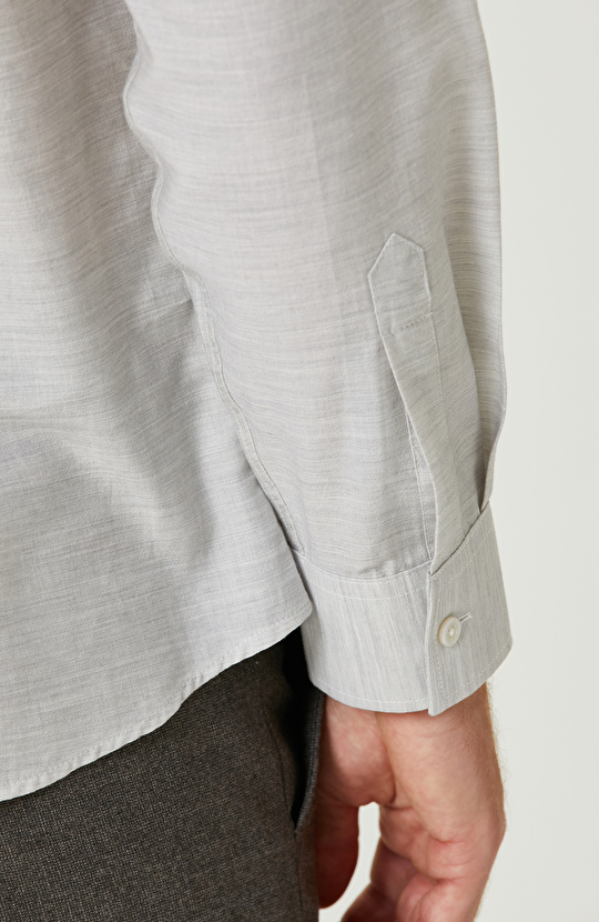 Gri Melanj Comfort Fit Cepli Gömlek