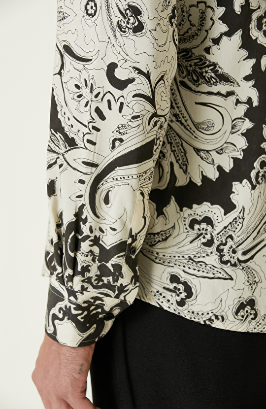 Siyah Ekru Şal Desenli Gömlek