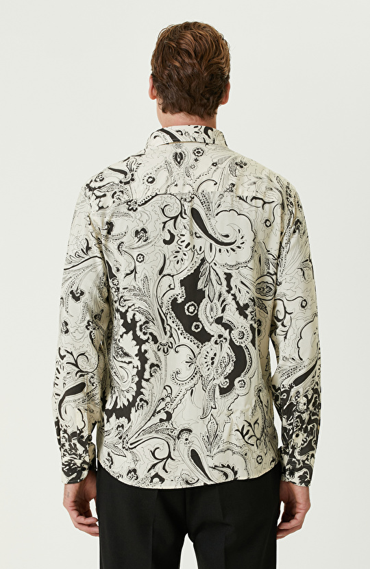 Siyah Ekru Şal Desenli Gömlek