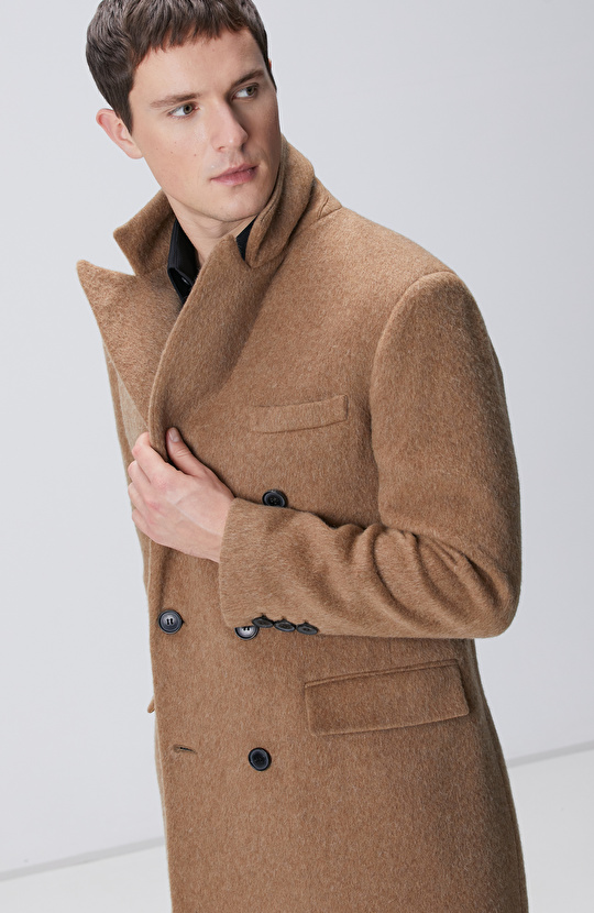 Camel Yün Karışımlı Palto