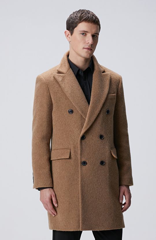 Camel Yün Karışımlı Palto