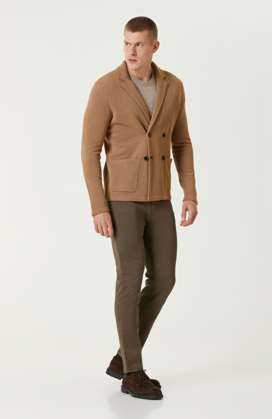 Camel Yün Karışımlı Triko Ceket
