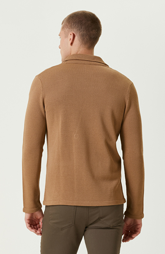 Camel Yün Karışımlı Triko Ceket