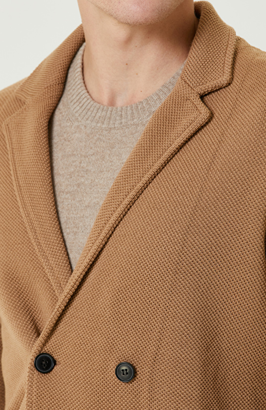 Camel Yün Karışımlı Triko Ceket