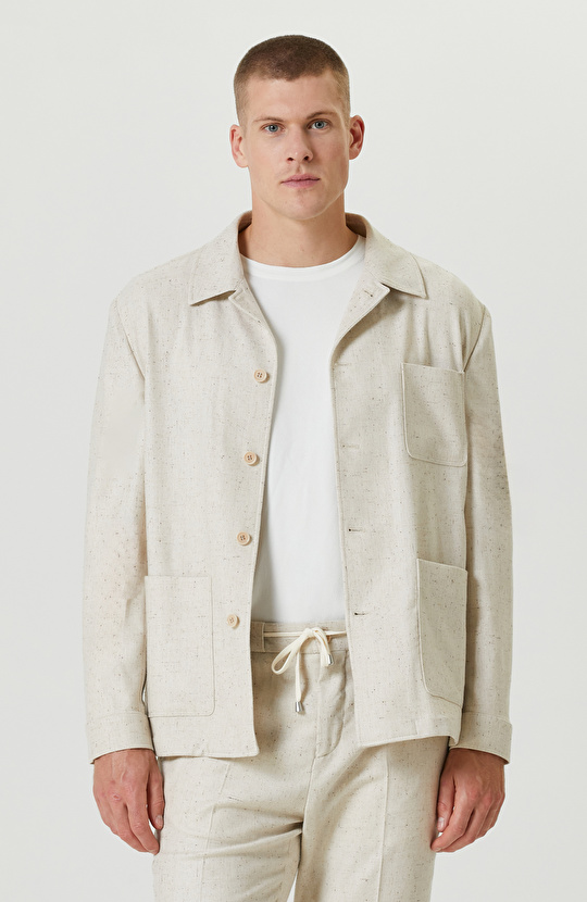 Bej Yün Karışımlı Comfort Ceket