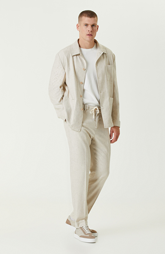 Bej Yün Karışımlı Comfort Ceket