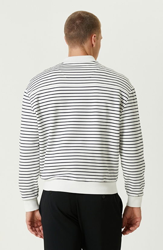 Siyah Ekru Polo Yaka Comfort Sweatshırt