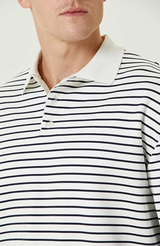 Siyah Ekru Polo Yaka Comfort Sweatshırt