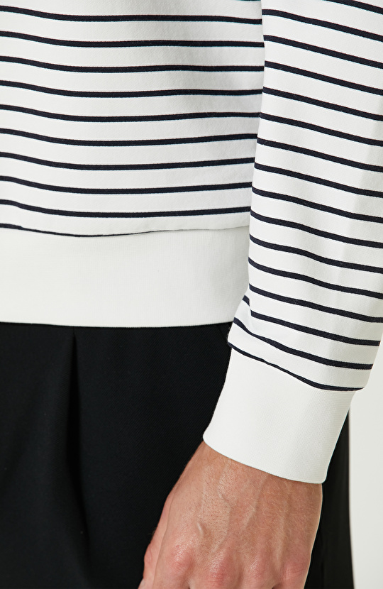 Siyah Ekru Polo Yaka Comfort Sweatshırt