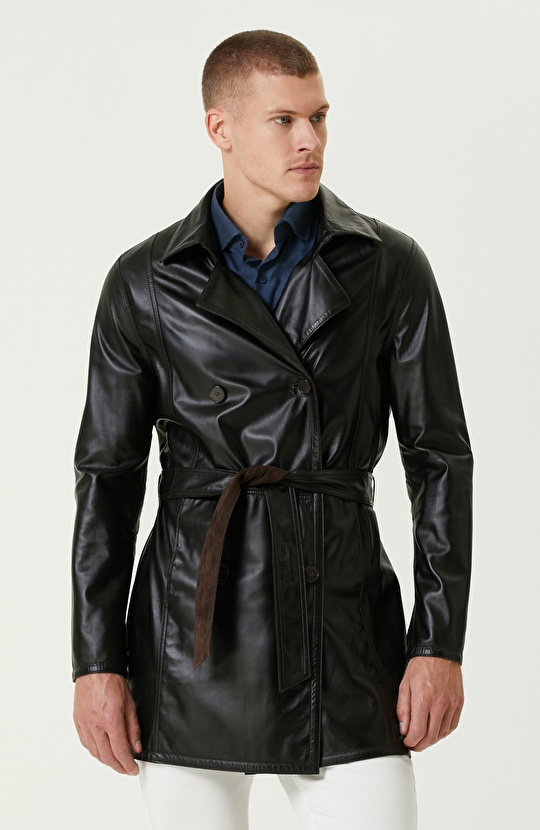 Kahverengi Çift Taraflı Degrade Süet Pardesü