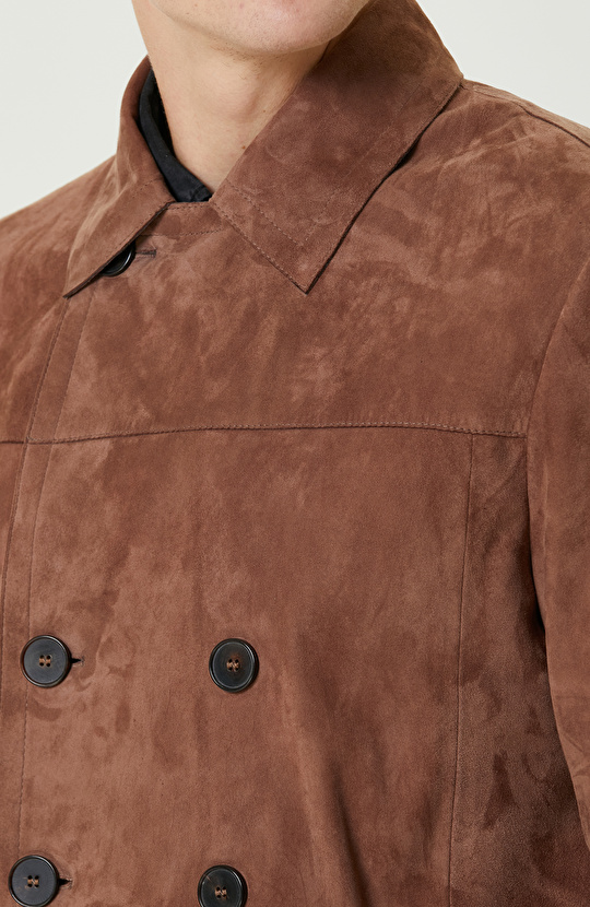 Limited Karamel Kruvaze Süet Pardesü