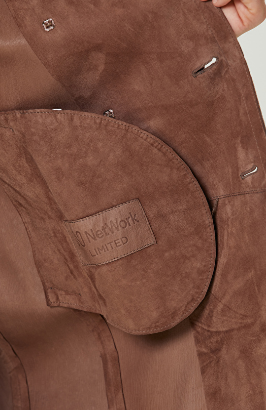 Limited Karamel Kruvaze Süet Pardesü