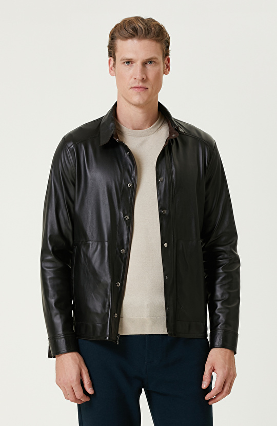 Kahverengi Limited Çift Taraflı Degrade Deri Mont