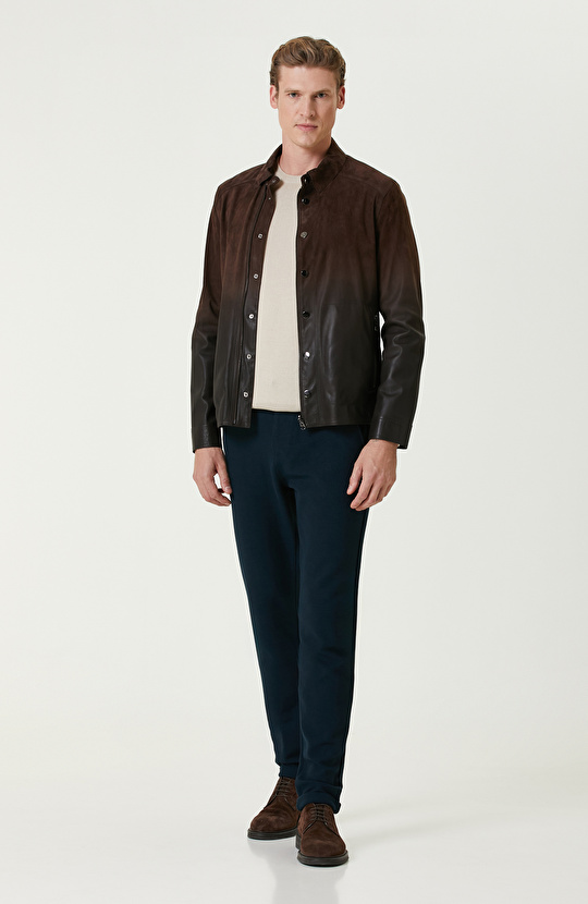 Kahverengi Limited Çift Taraflı Degrade Deri Mont