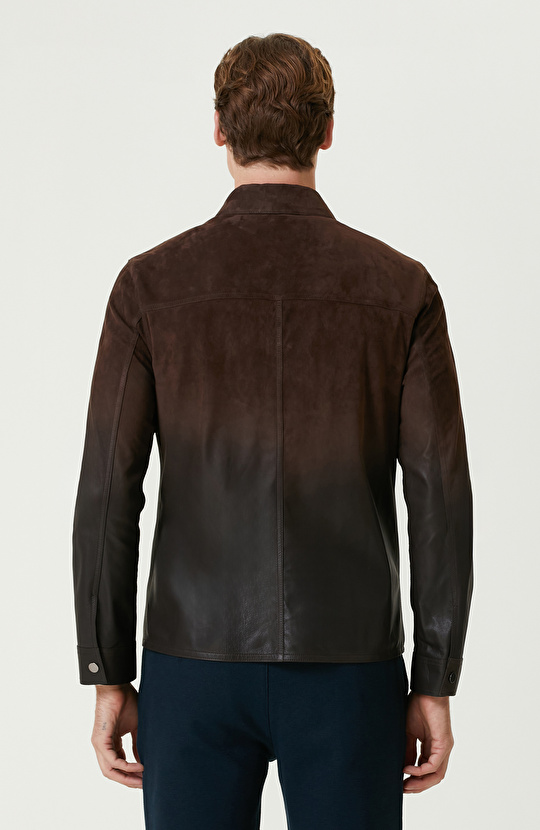 Kahverengi Limited Çift Taraflı Degrade Deri Mont