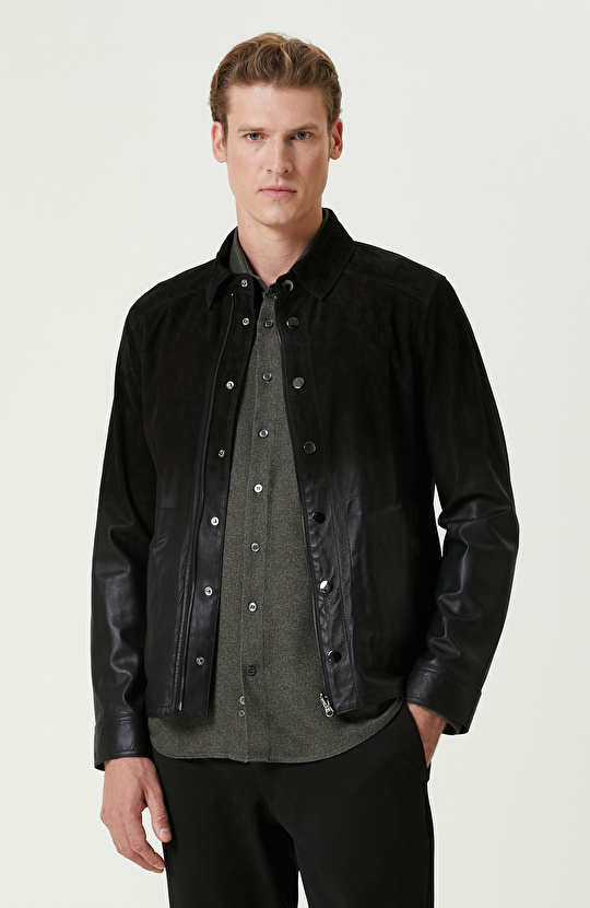 Siyah Limited Çift Taraflı Degrade Deri Mont