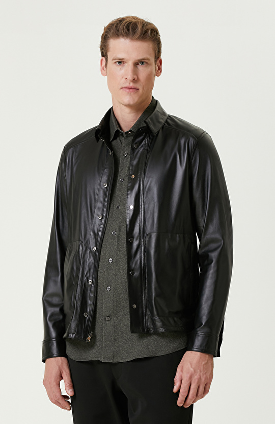 Siyah Limited Çift Taraflı Degrade Deri Mont