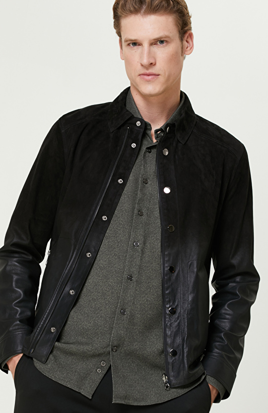 Siyah Limited Çift Taraflı Degrade Deri Mont