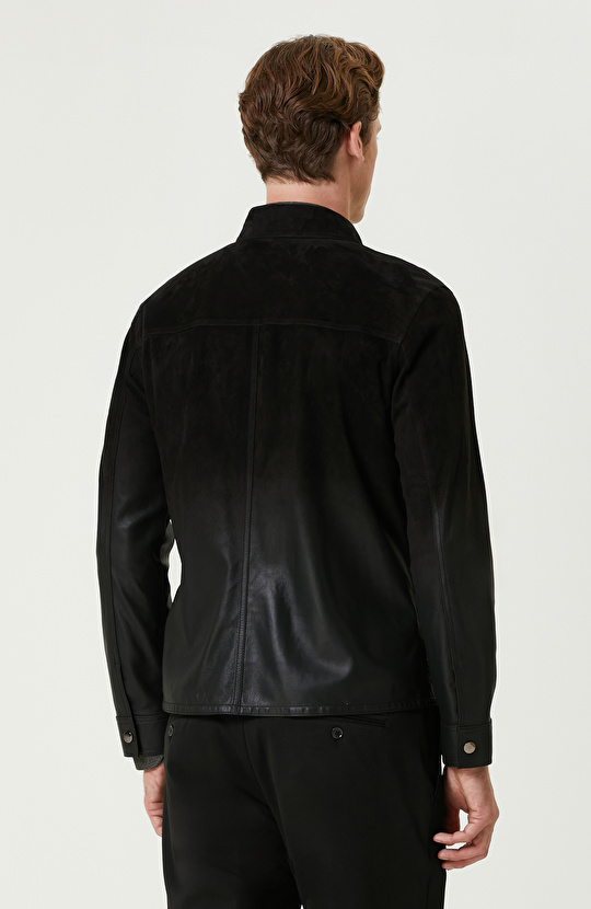 Siyah Limited Çift Taraflı Degrade Deri Mont