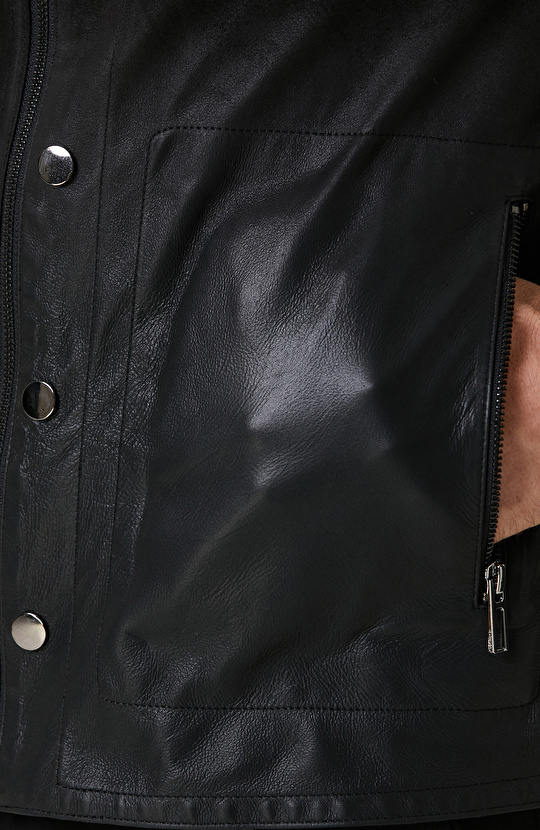 Siyah Limited Çift Taraflı Degrade Deri Mont