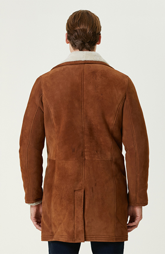 Camel Limited İçi Kürklü Kruvaze Deri Kaban