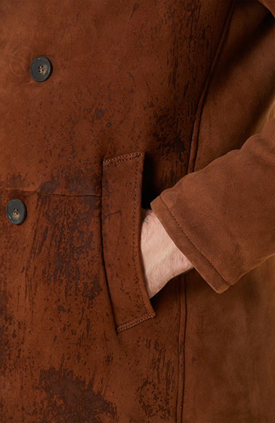 Camel Limited İçi Kürklü Kruvaze Deri Kaban